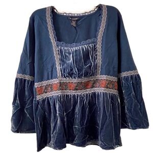 BOSTON proper velvet peasant top size L (G10)